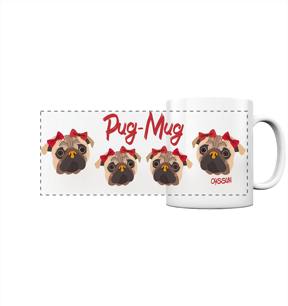 Pug-Mug - Panorama Tasse (In 11 Farben)